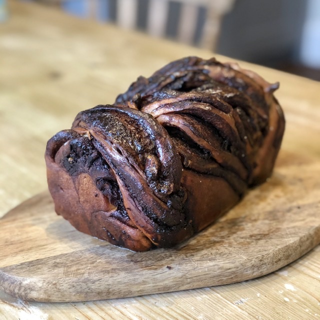 Chocolate and pistachio babka